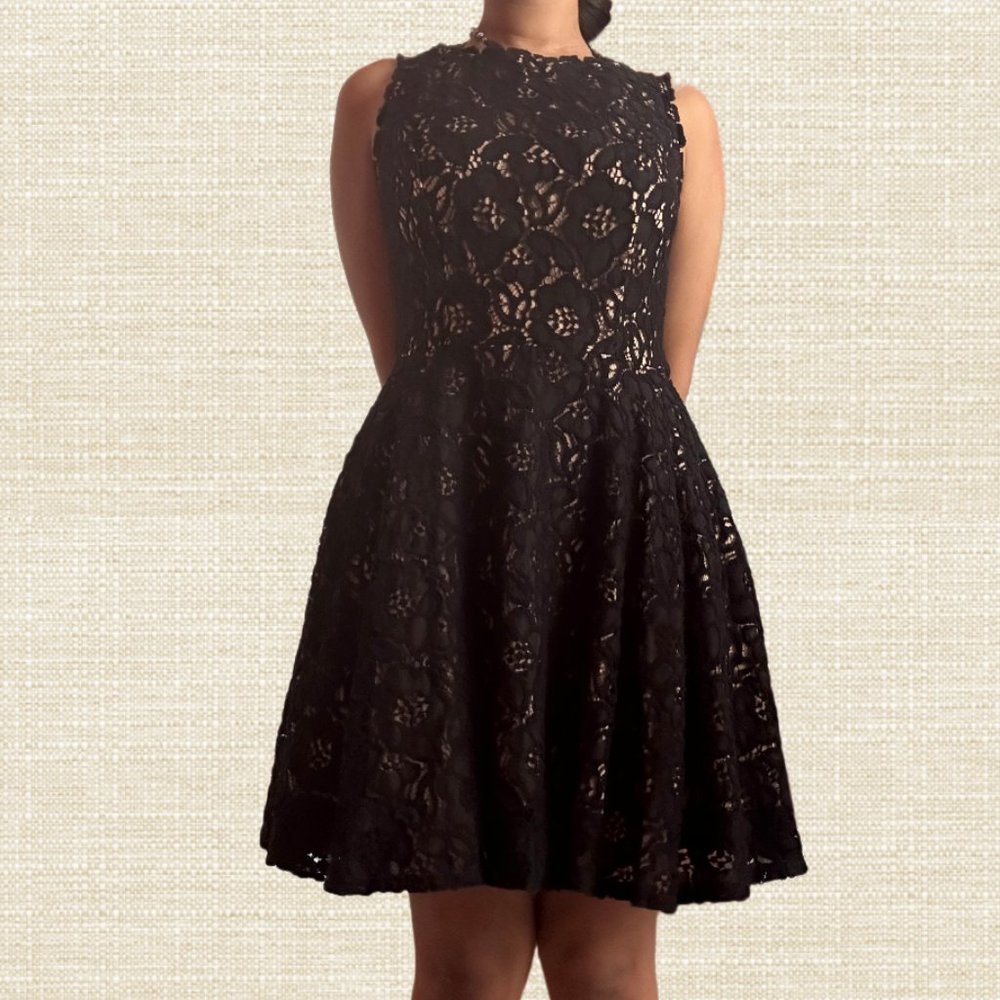 Discontinued Black Floral Lace Dress